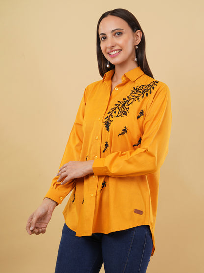 Mustard with Handcrafted Embroidery Shirt