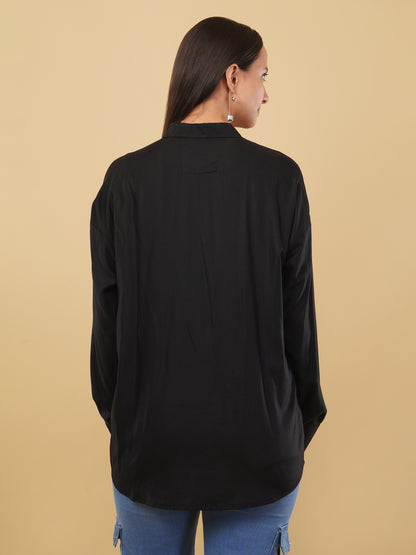 Handcrafted Midnight Black Loose Shirt