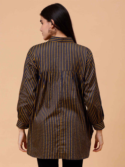 Sunlit Stripes Loose Shirt