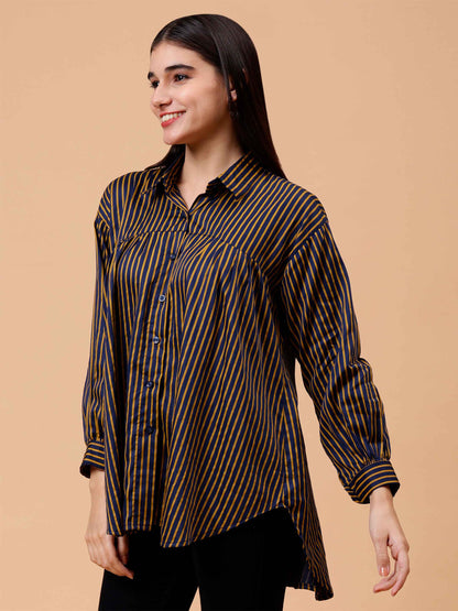 Sunlit Stripes Loose Shirt