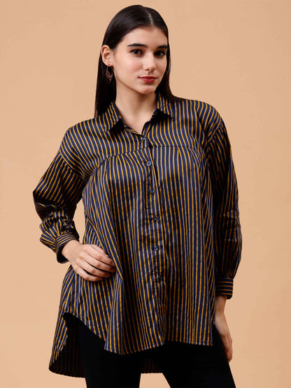 Sunlit Stripes Loose Shirt