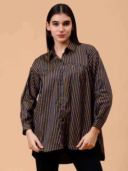 Sunlit Stripes Loose Shirt