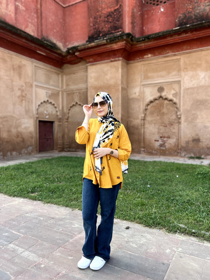 Mustard with Handcrafted Embroidery Shirt