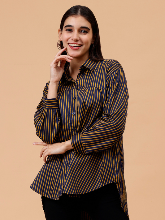 Sunlit Stripes Loose Shirt